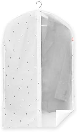 Rayen 2085.11 בגדי ארון בגדים רוכסן חליפת תלייה חליפת שמלה עמידה בפני אבק, לחות ועשים | 60 x 100 סמ | לבן דפוס/שקוף